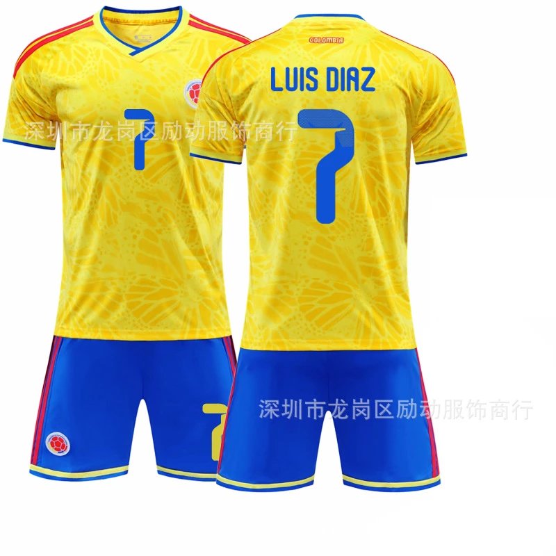 Design Colombia National Team Inspired Soccer Jersey Set Yellow Blue Jersey - 6