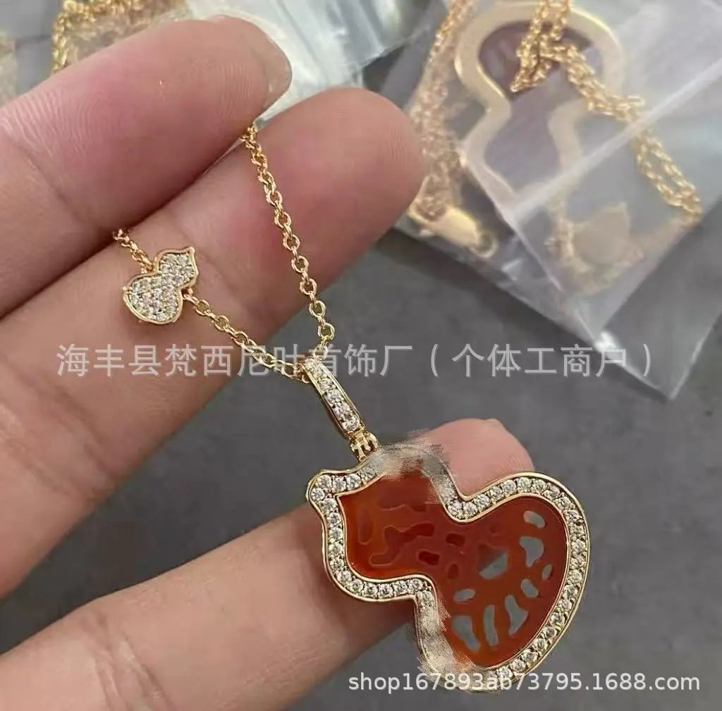 Design Carved Agate Heart Pendant Necklace with Cubic Zirconia in Gold-Tone Jewelry - 10