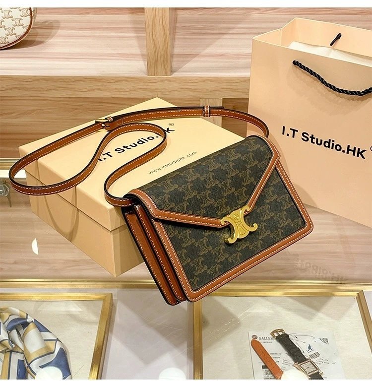 Design I.T Studio.HK C-Logo Crossbody Bag Olive Green with Tan Leather Trim Crossbody Bags - 10