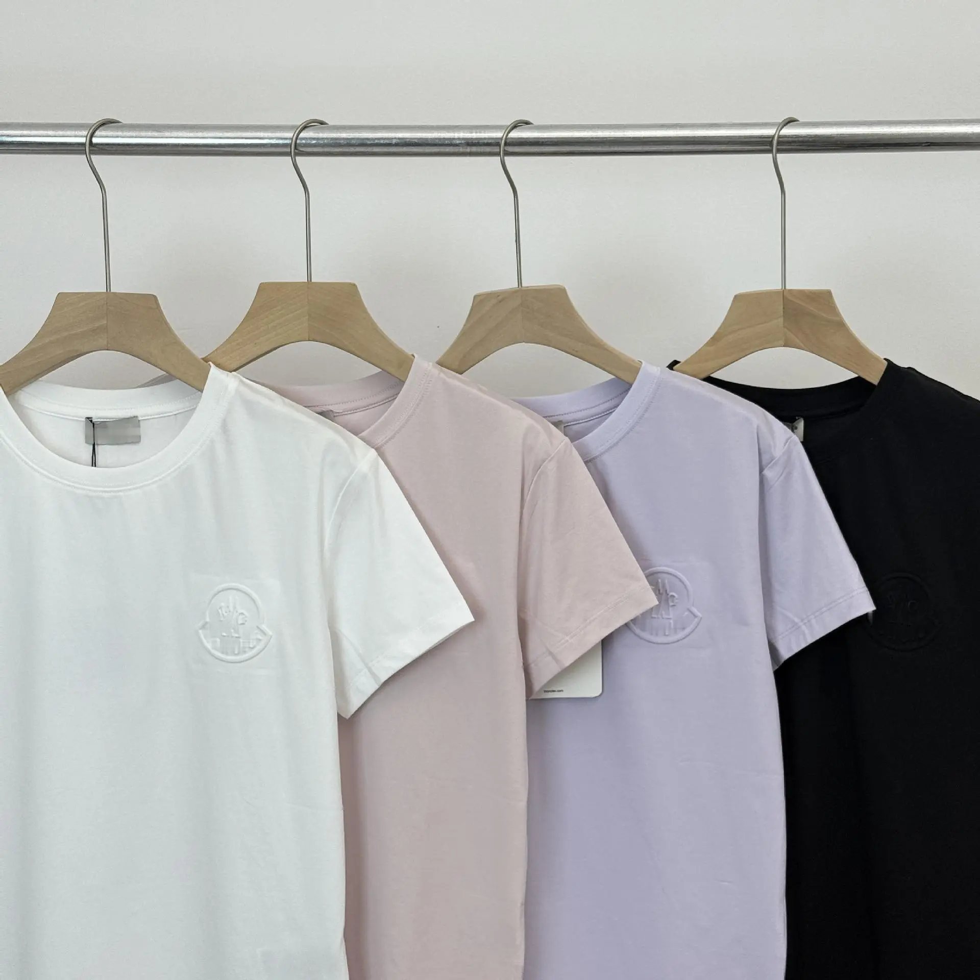 Moncler Logo Embroidered White T-Shirt - 4