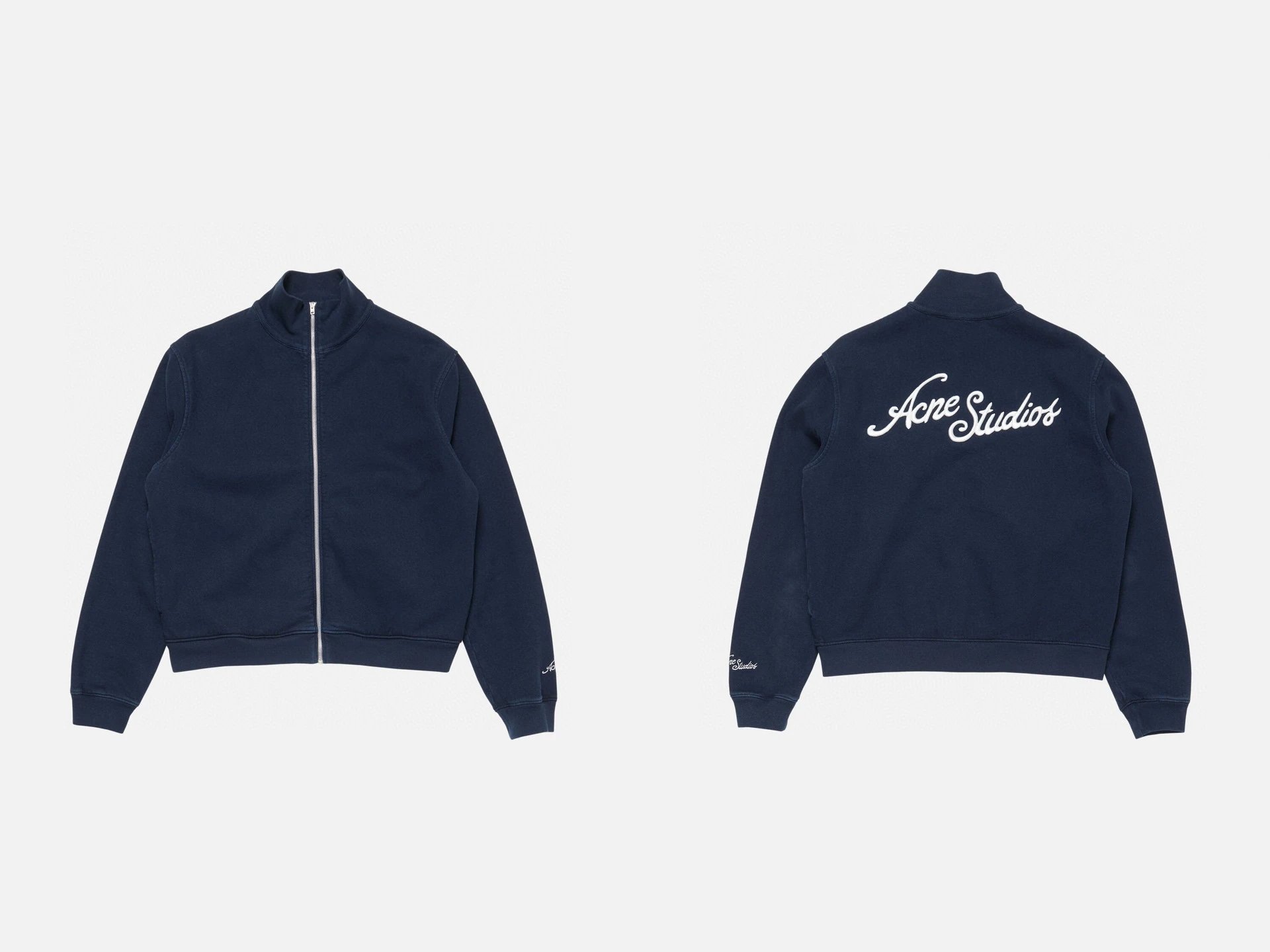 Acne Studios Logo-Embroidered Zip-Up Jacket Navy Outerwear Jacket - 8