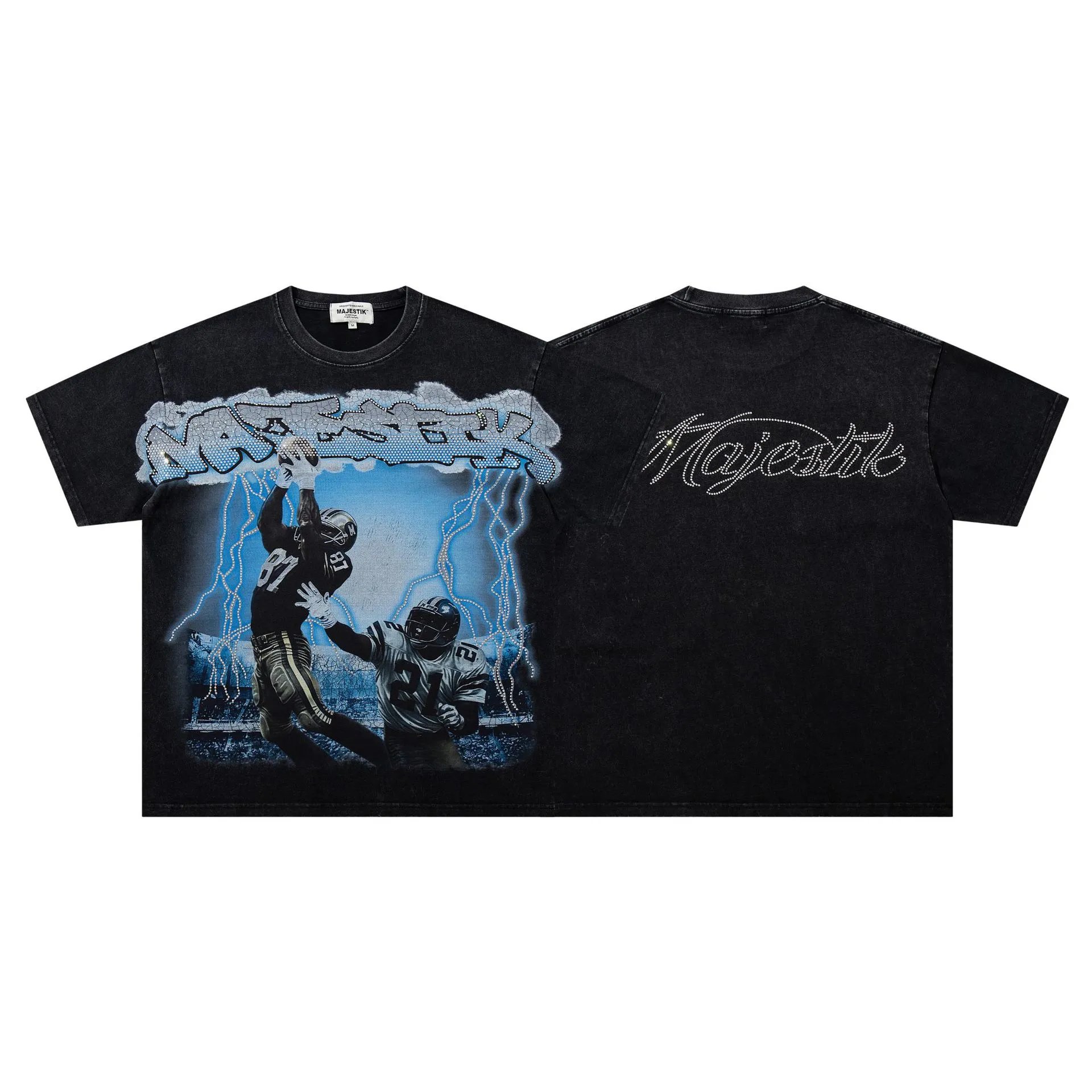 Design Majestik Racing Street Legends Oversized Graphic T-Shirt Black T-Shirts - 17