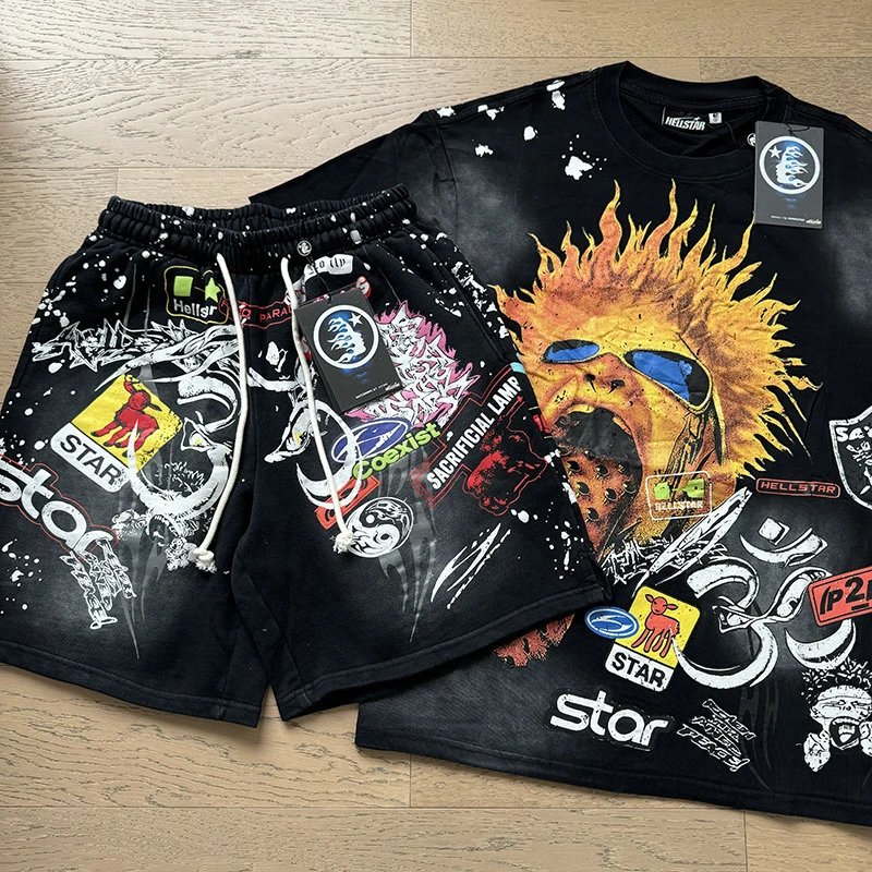 Hellstar Graphic Print Black Performance Shorts - 2