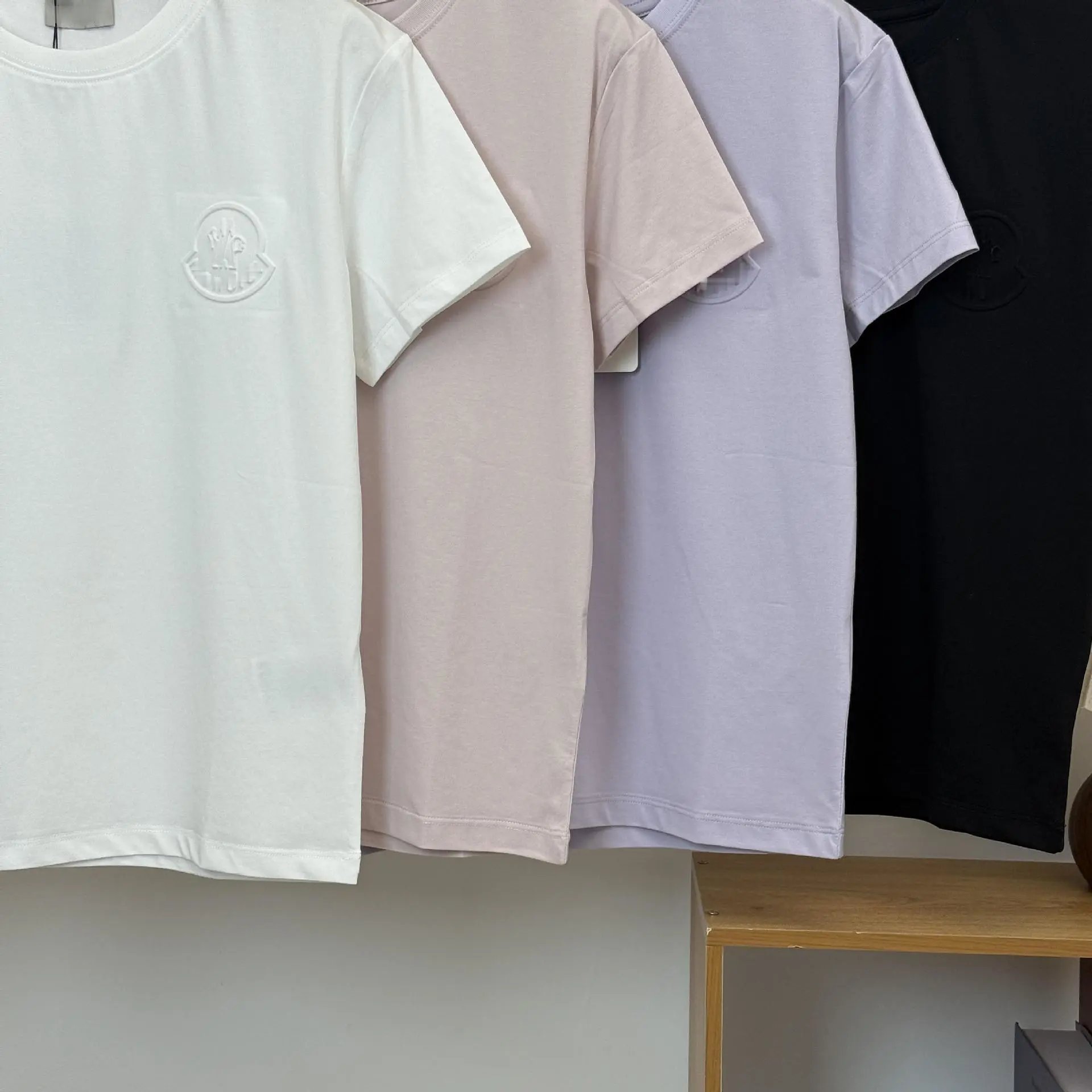 Moncler Logo Embroidered White T-Shirt - 6