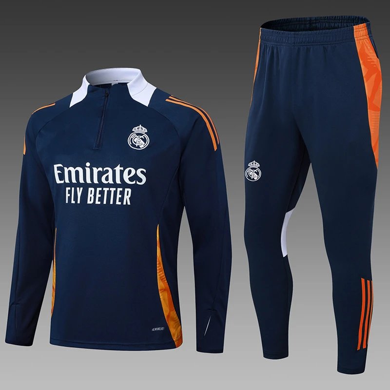 Juventus Training Tracksuit Navy Blue with Orange and Light Blue Accents - 38