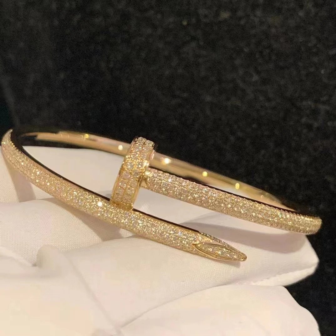 Cartier Juste un Clou Bracelet Full Pave Yellow Gold Diamond Bracelet Jewelry - 2