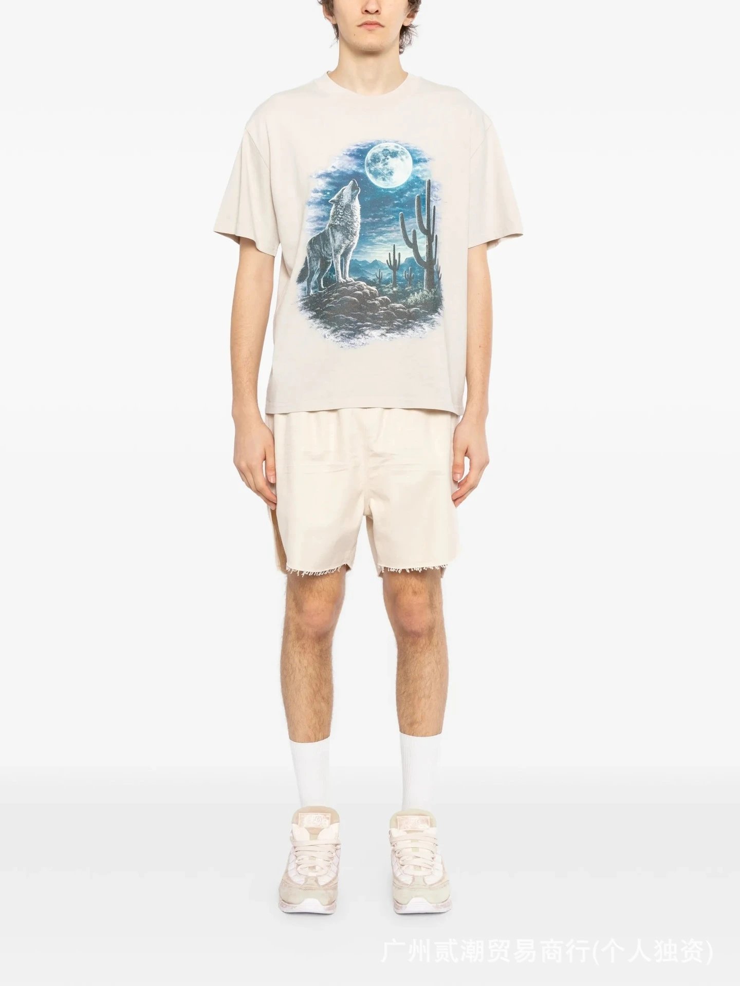 Design Melt Claw Flame Graphic T-Shirt Beige T-Shirts - 5