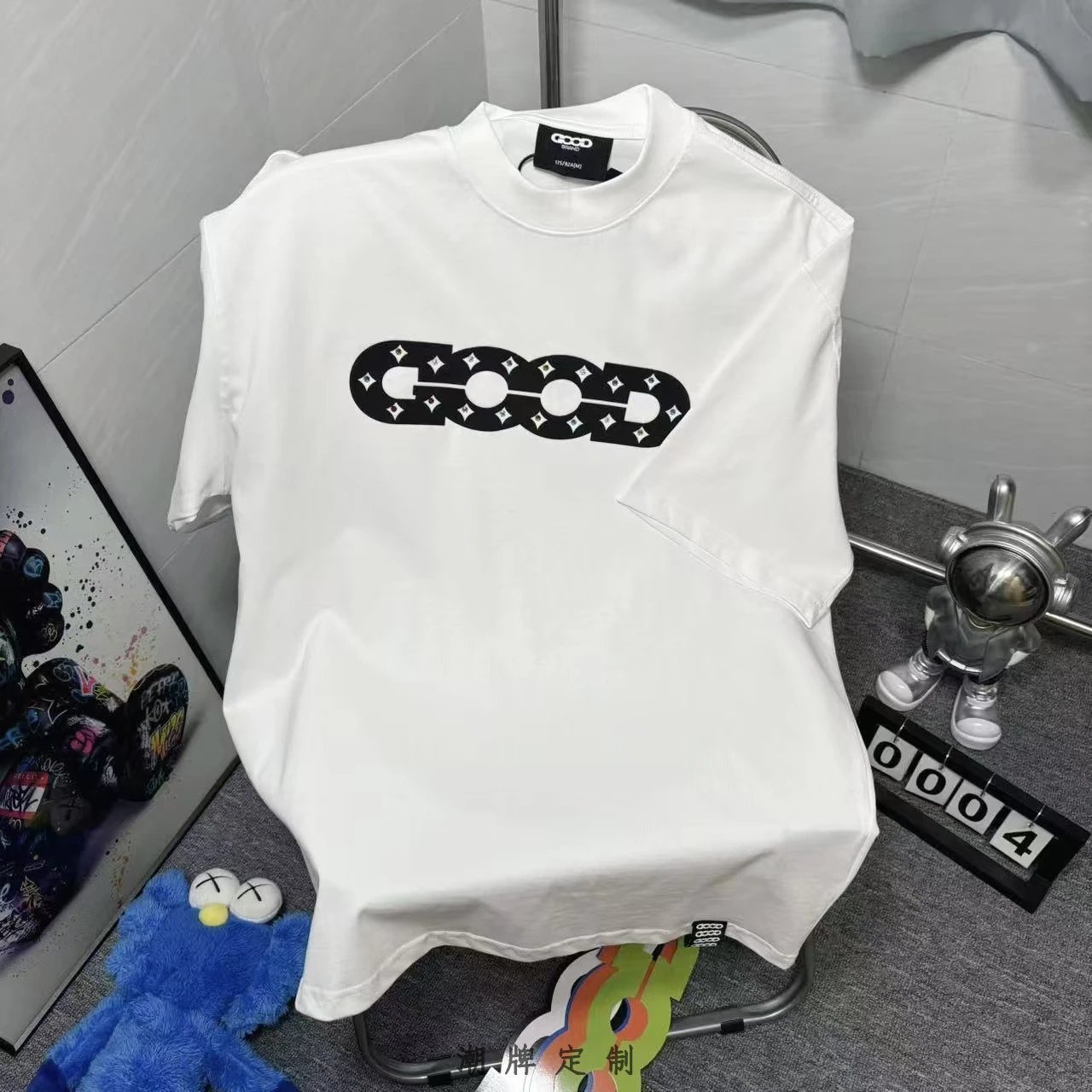 Design Abstract Chain Hoodie White - 12