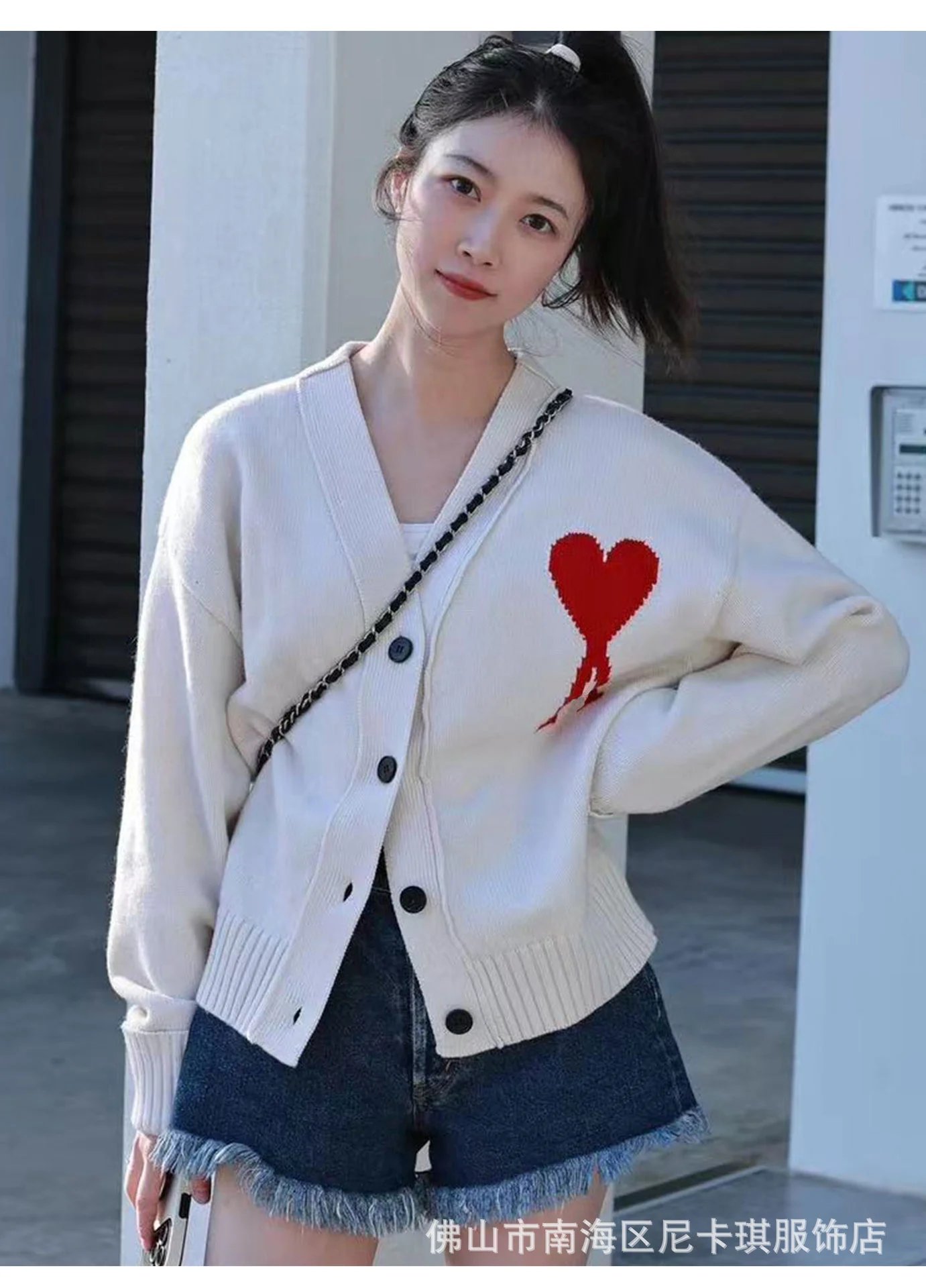 Design V-Neck Knit Cardigan Lavender Cardigan - 12