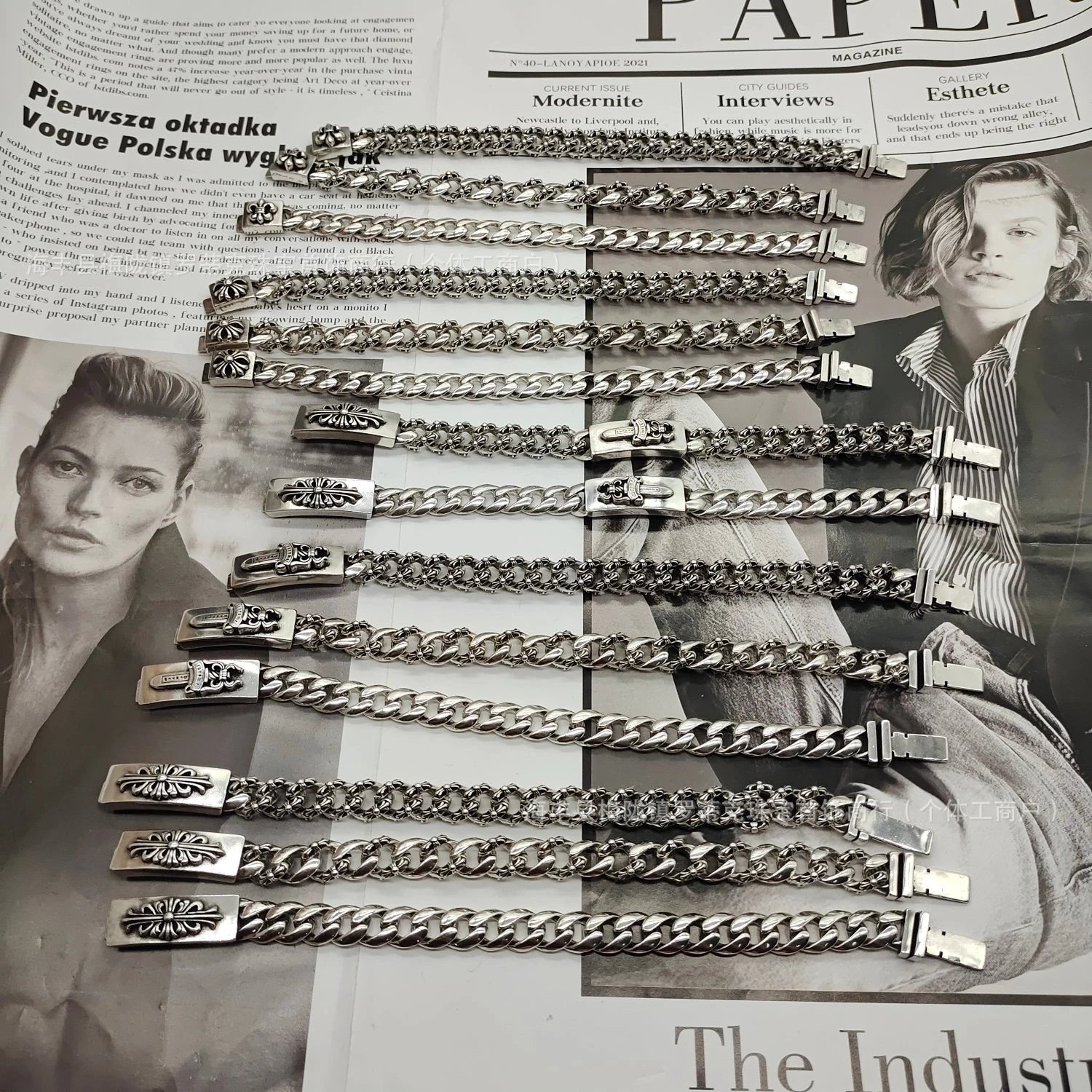 Chrome Hearts Classic Link Bracelet Silver Jewelry - 13