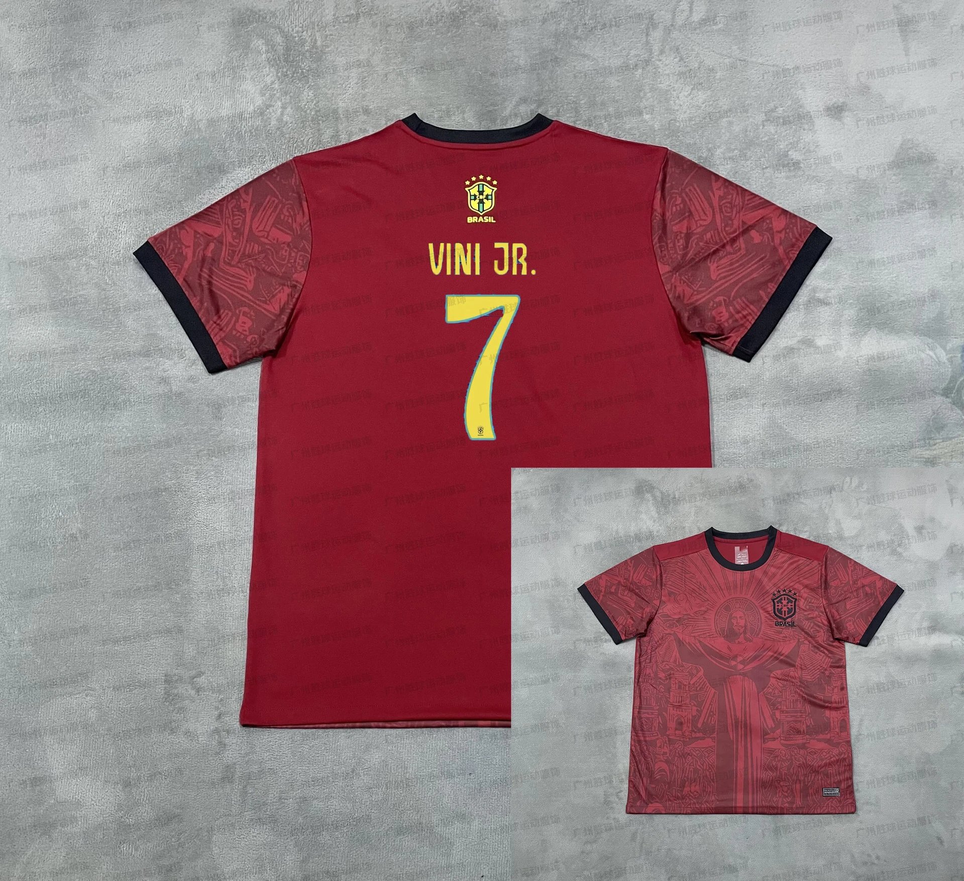 CBF Brazil National Team 2024 Away Jersey Red Vini Jr. #7 - 1