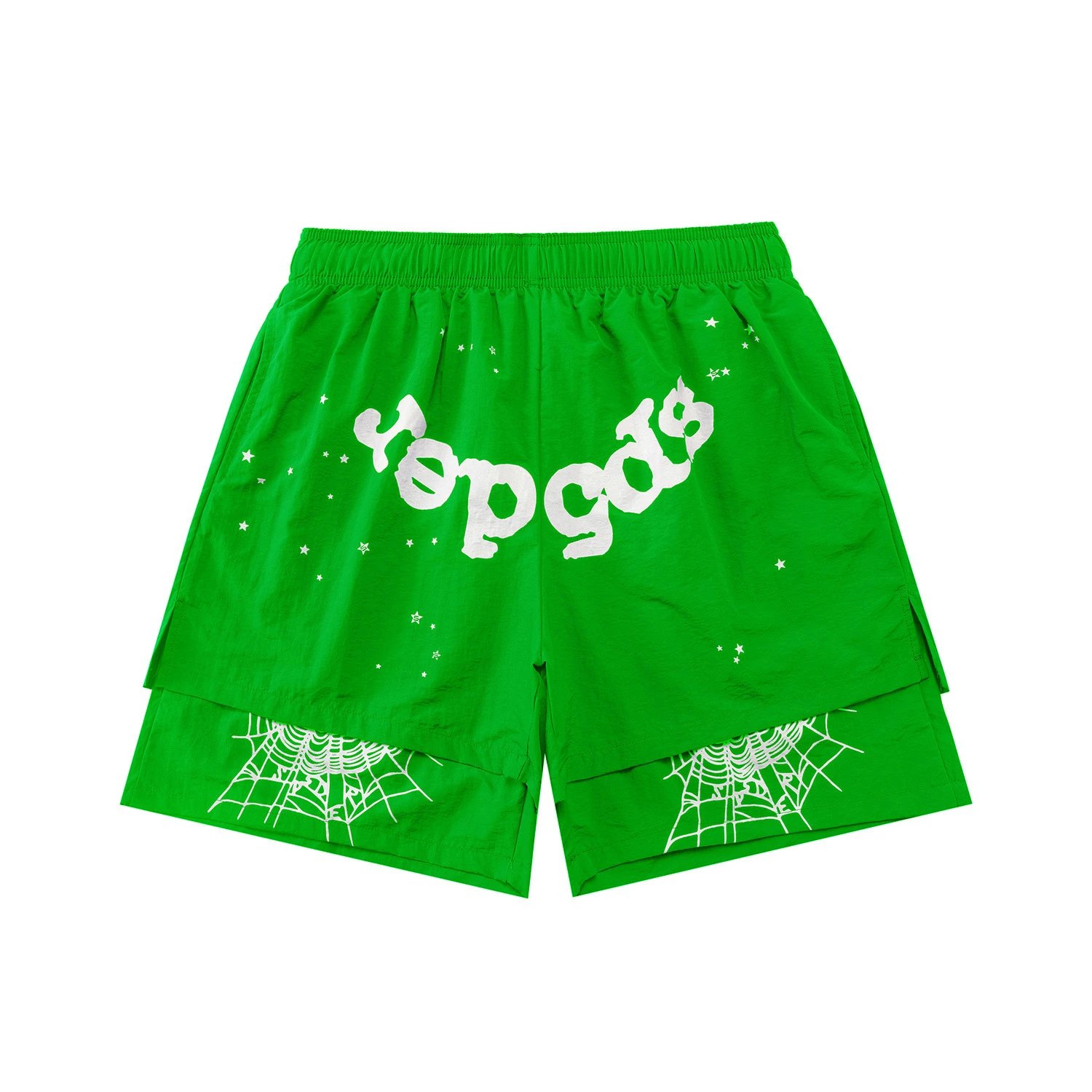 Design YOPGAS Spiderweb Print Red Layered Shorts - 6