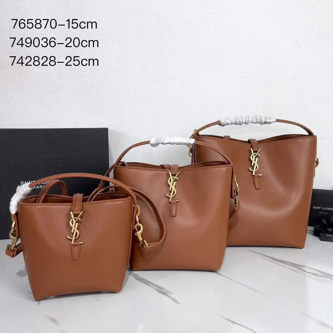 Saint Laurent Sunset Bucket Bag White Leather Handbag - 3