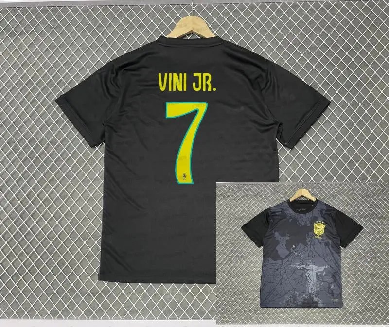 CBF Brazil National Team Vini Jr. #7 Graphic Jersey Black Pink - 18