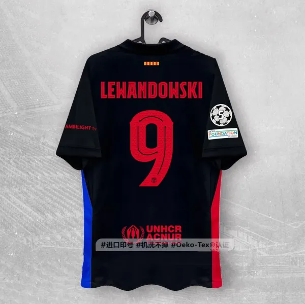 FC Barcelona Lewandowski #9 UEFA Champions League Third Kit Black Jersey - 1