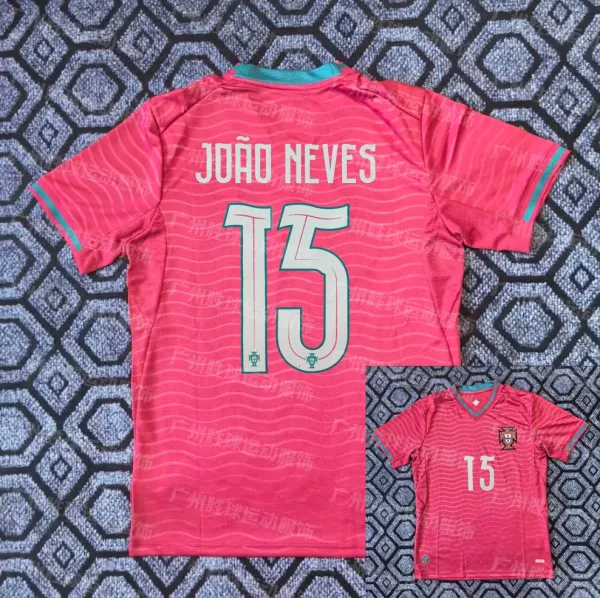 Portugal National Team 2022 Away Jersey Pink João Neves #15 - 1