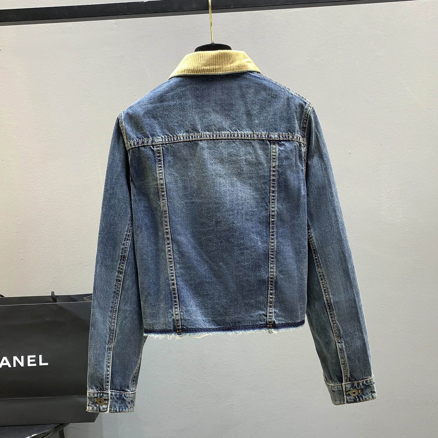 Miu Miu Corduroy Collar Denim Jacket Blue - 4