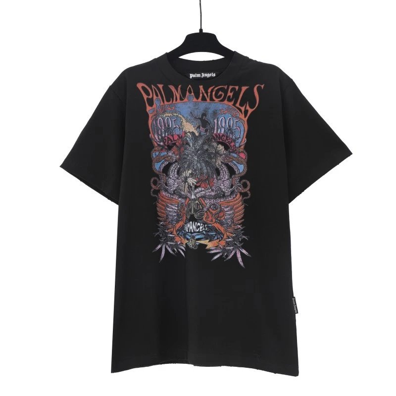 Palm Angels Logo Embroidered White T-Shirt - 37