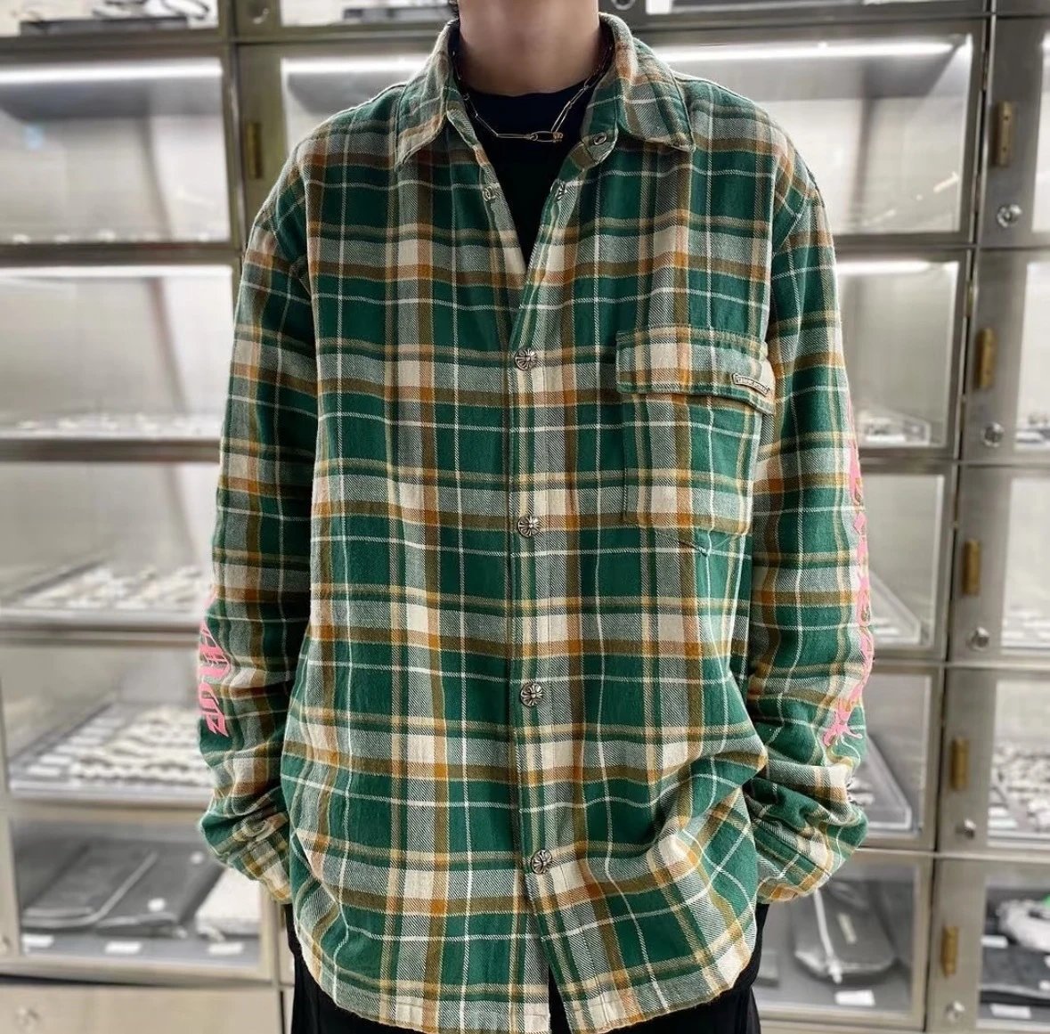 Supreme Plaid Shirt Orange Blue Multicolor Shirt - 13
