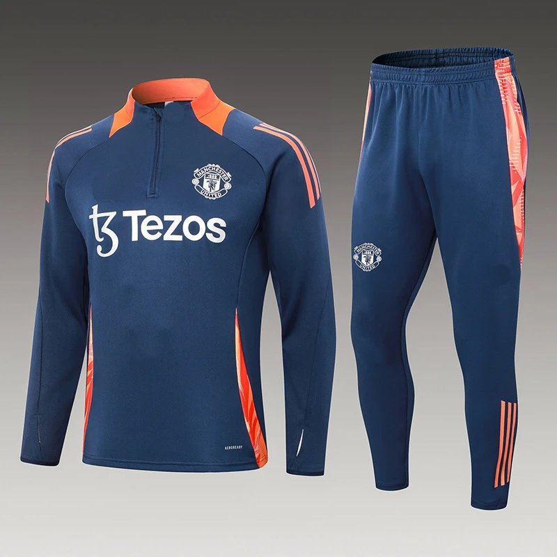 Juventus Training Tracksuit Navy Blue with Orange and Light Blue Accents - 11
