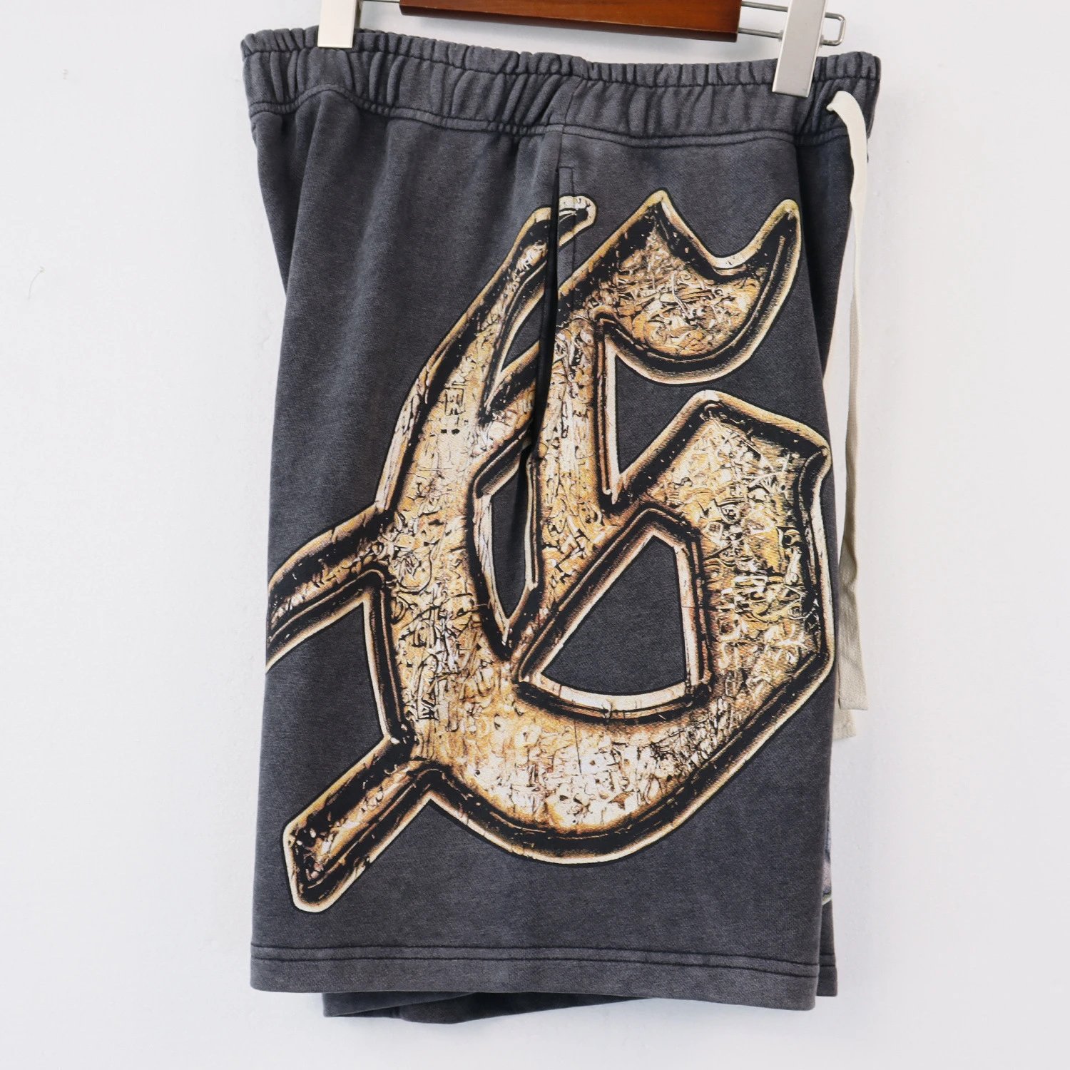 Design Tie-Dye Print Drawstring Shorts Black - 15