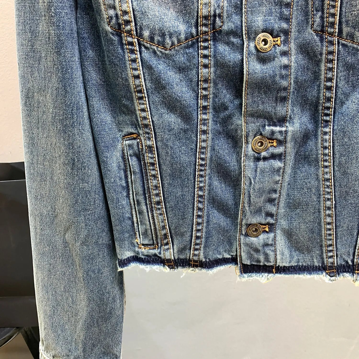 Miu Miu Corduroy Collar Denim Jacket Blue - 10
