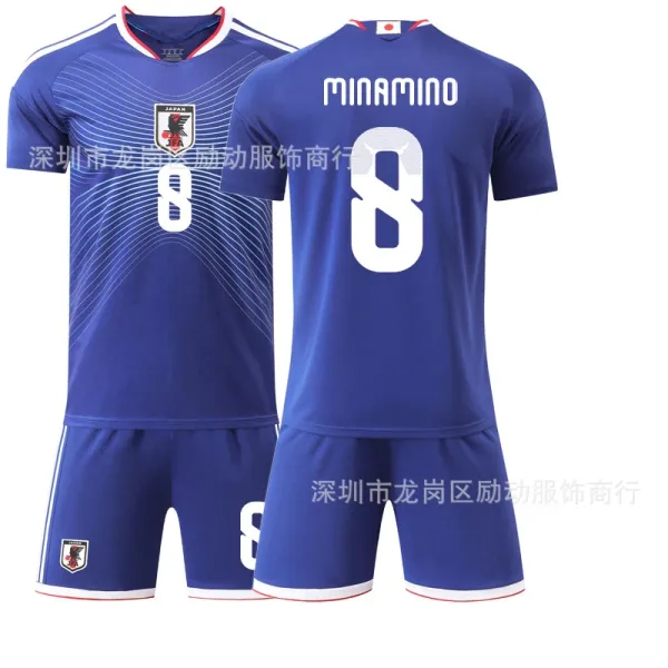 Japan Football Association 2023 Home Kit Minamino #8 Blue Jersey Set - 1