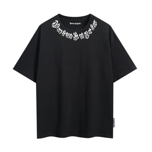Palm Angels Gothic Logo Black T-Shirt - 1