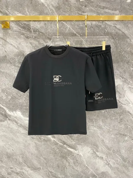 Dolce & Gabbana Logo Print Black T-Shirt and Shorts Set - 1