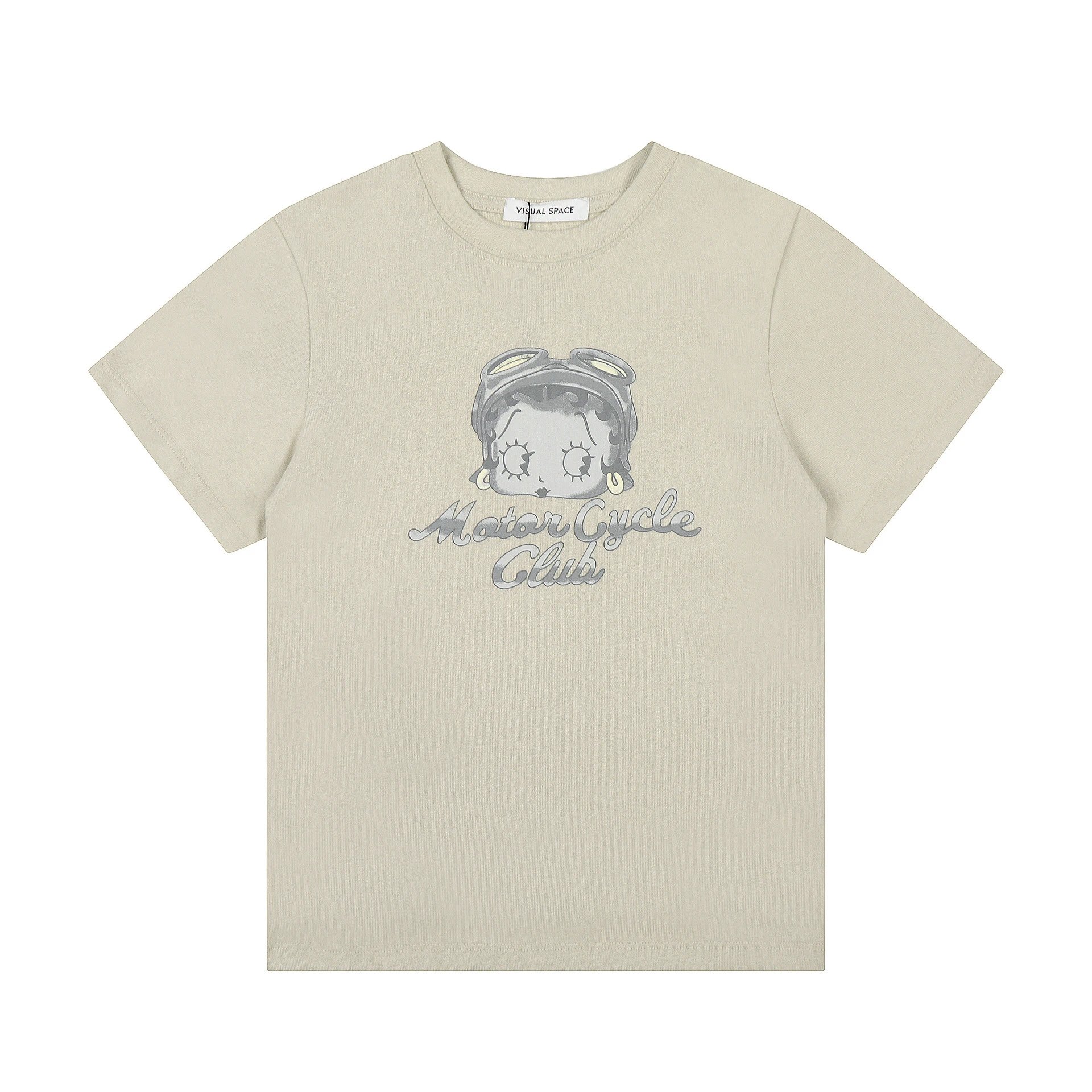 Design Visual Space Betty Boop Motor Cycle Club Beige T-Shirt T-Shirts - 13
