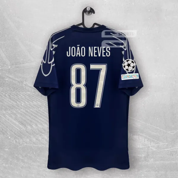 Paris Saint-Germain João Neves #87 UEFA Champions League Away Jersey Navy - 1