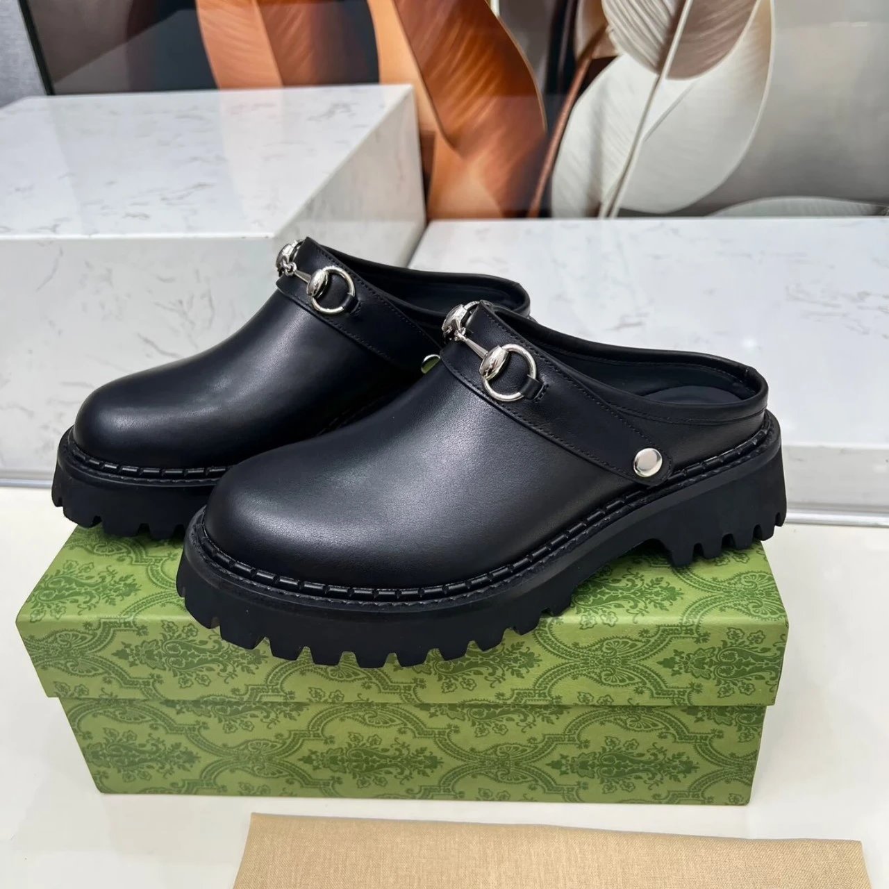 Gucci Horsebit Mule Brown Suede Chunky Platform Shoes Casual Shoes - 4