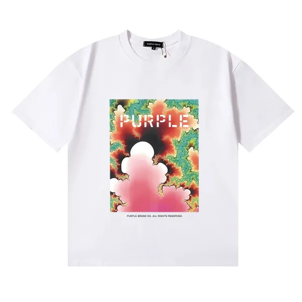 Purple Brand Fractal Print White T-Shirt - 1