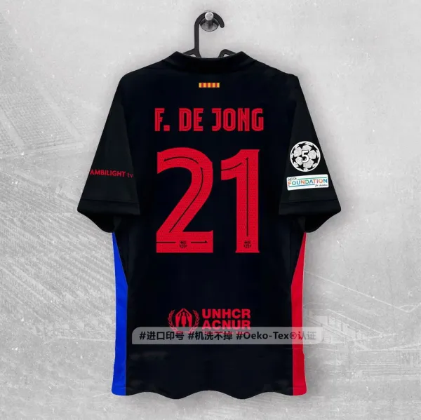 FC Barcelona F. De Jong #21 UEFA Champions League Away Jersey Black - 1
