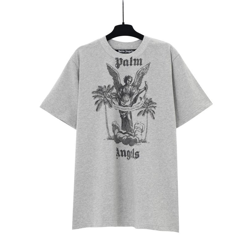 Palm Angels Logo Embroidered White T-Shirt - 40