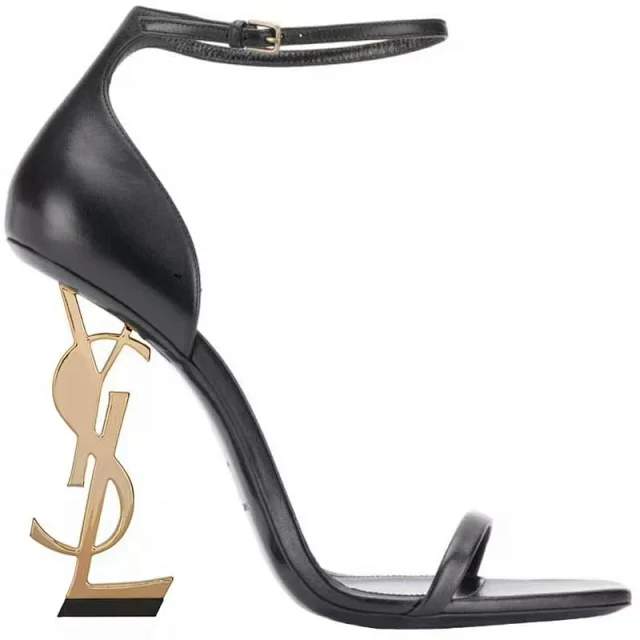 Saint Laurent High Heels Opyum logo-heel ankle-strap sandals product detail image 3