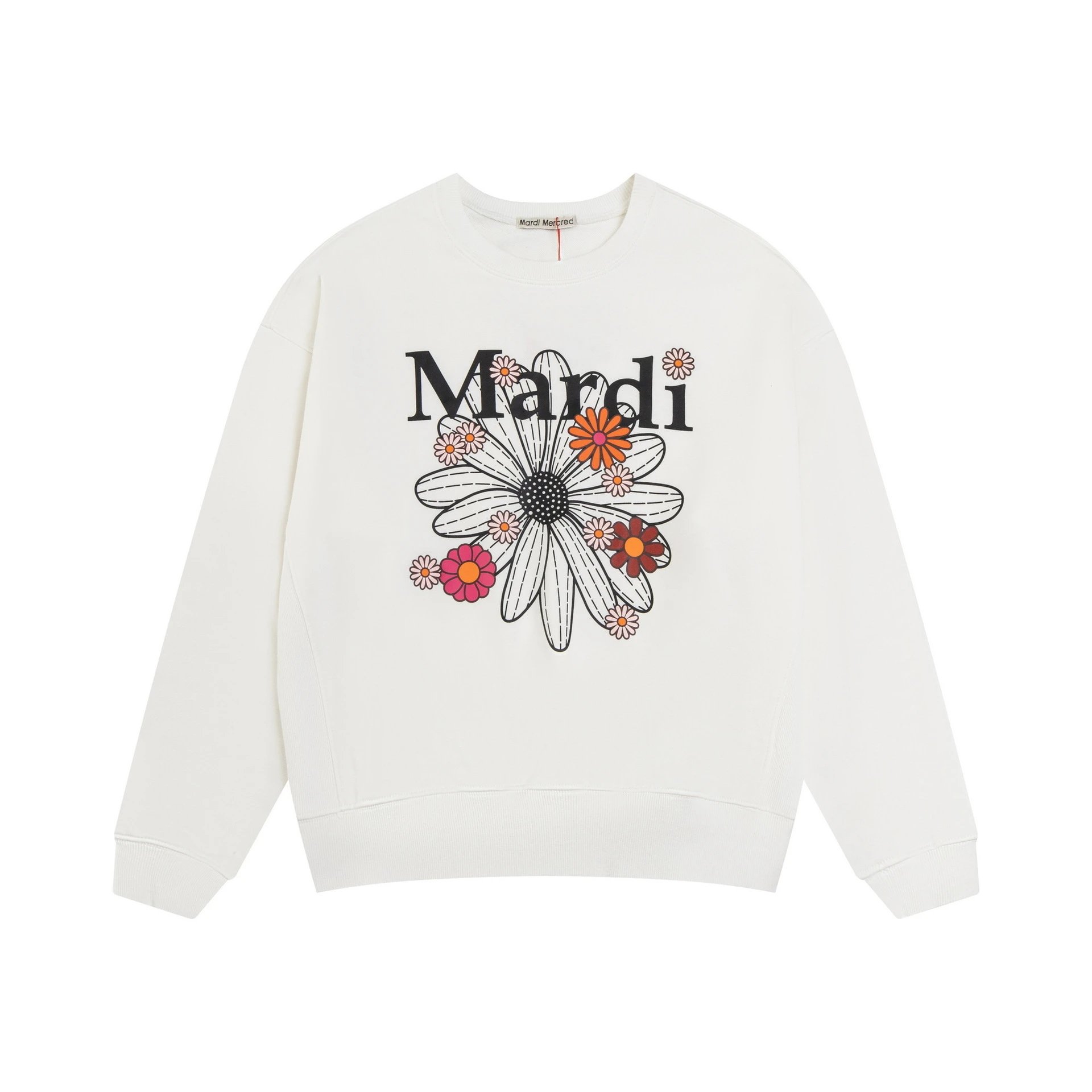 Mardi Mercredi Floral Print Crewneck Sweatshirt Gray Hoodie - 6