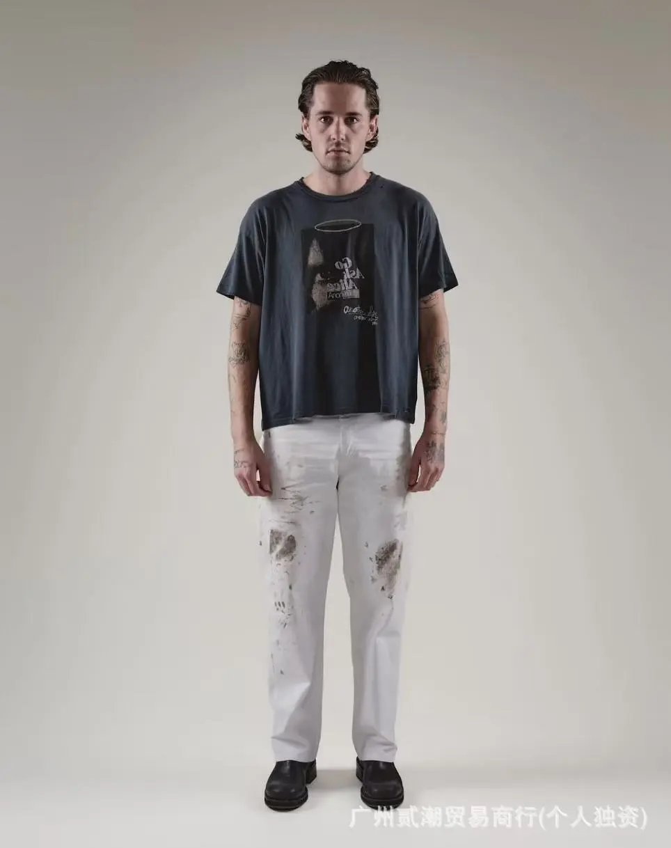 Design Collage Print Distressed Oversized T-Shirt Off-White - 10