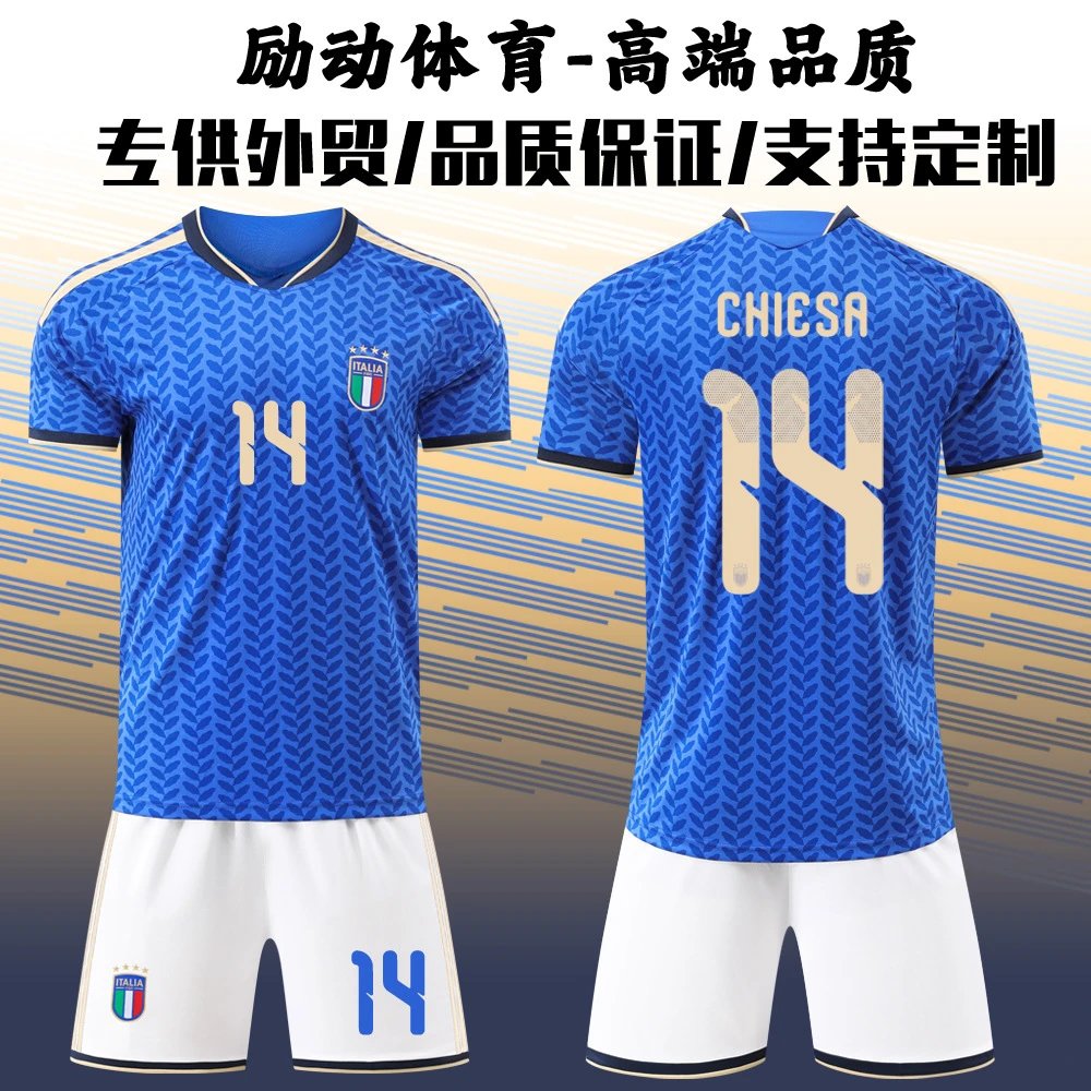 FIGC (Federazione Italiana Giuoco Calcio) FIGC Italy National Team 2024 Home Jersey Blue White Soccer Kit Jersey - 2