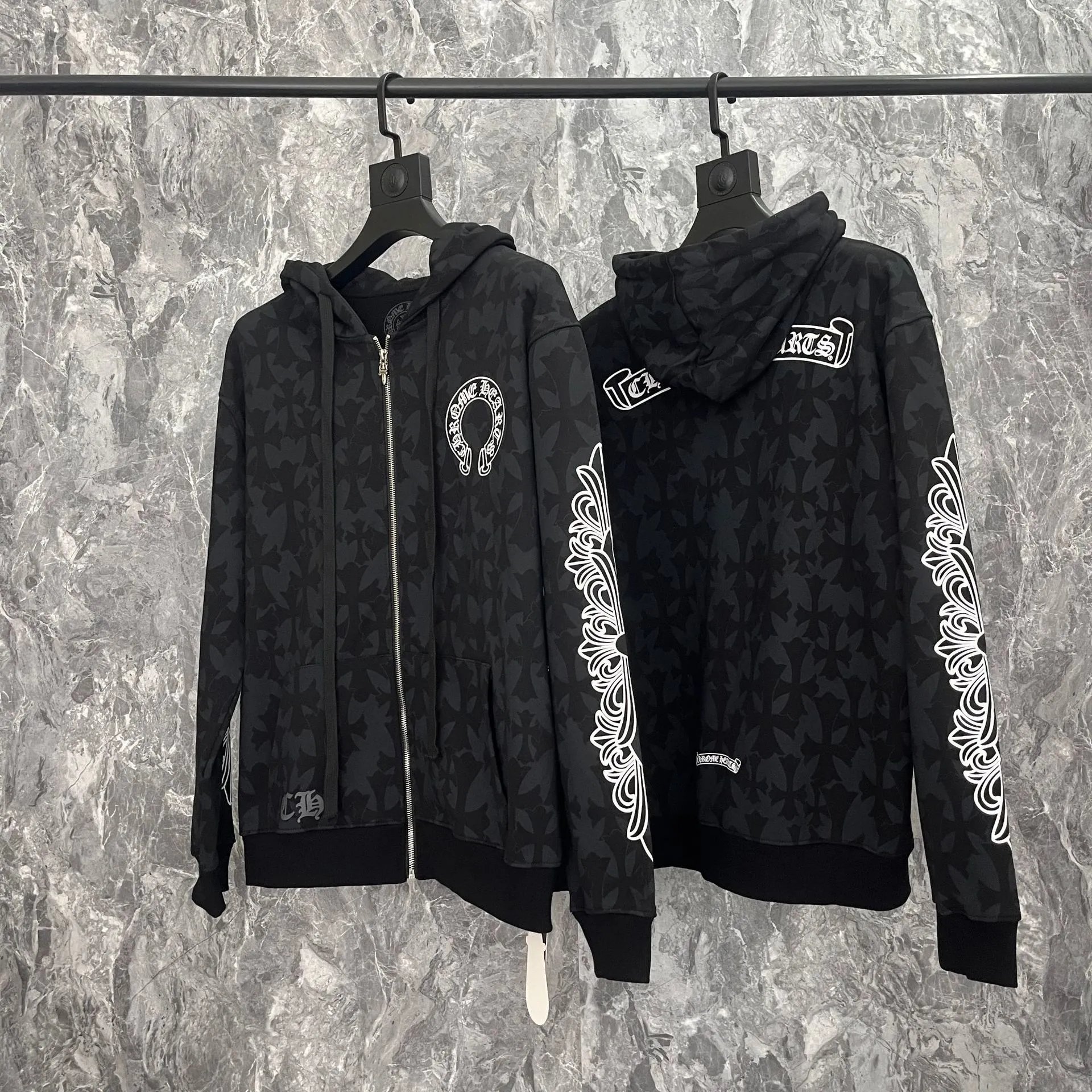 Chrome Hearts Hoodies & Sweatshirts Graphic Full-Zip Hooded Sweatshirt — 5028 black