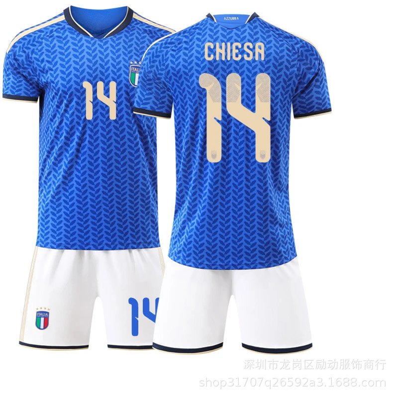 FIGC (Federazione Italiana Giuoco Calcio) FIGC Italy National Team 2024 Home Jersey Blue White Soccer Kit Jersey - 6