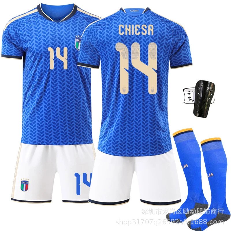 FIGC (Federazione Italiana Giuoco Calcio) FIGC Italy National Team 2024 Home Jersey Blue White Soccer Kit Jersey - 8