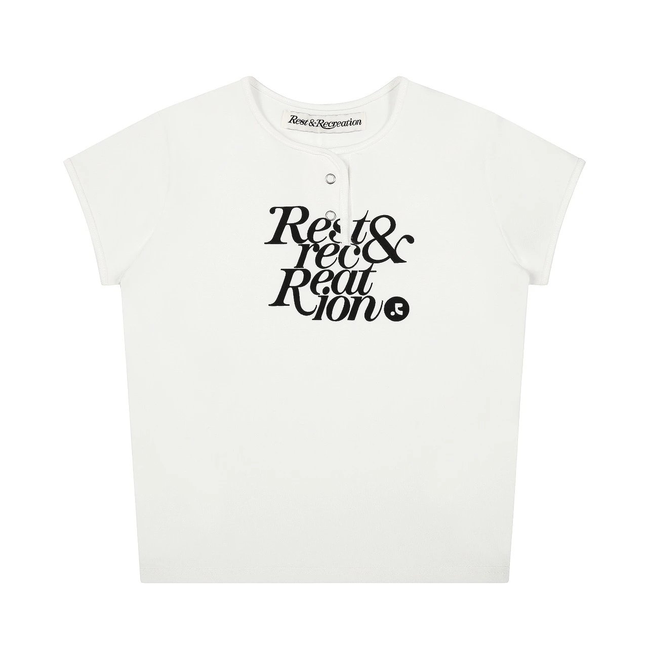 Rest & Recreation Logo Print Henley T-Shirt Gray - 4