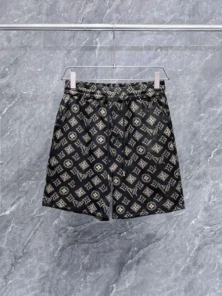 Louis Vuitton Monogram Print Drawstring Shorts Black - 1