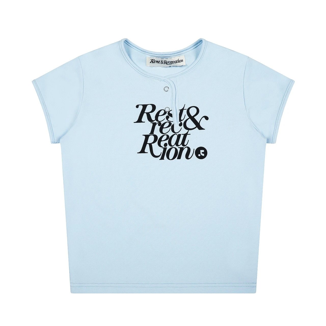 Rest & Recreation Logo Print Henley T-Shirt Gray - 5