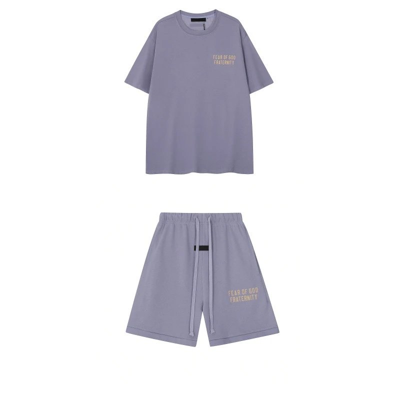 Fear of God Essentials Olive Green Logo T-Shirt and Shorts Set - 9