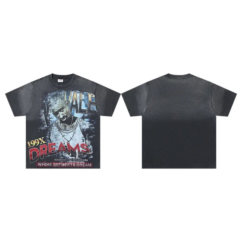 Design Valley Dreams x Hong Kong Action Film Poster Graphic T-Shirt Gray T-Shirts - 23