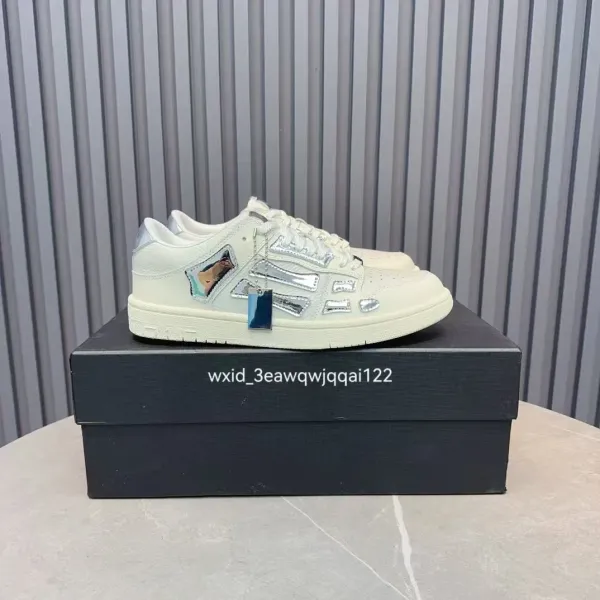 Amiri Skate Low Metallic Silver White Sneakers - 1