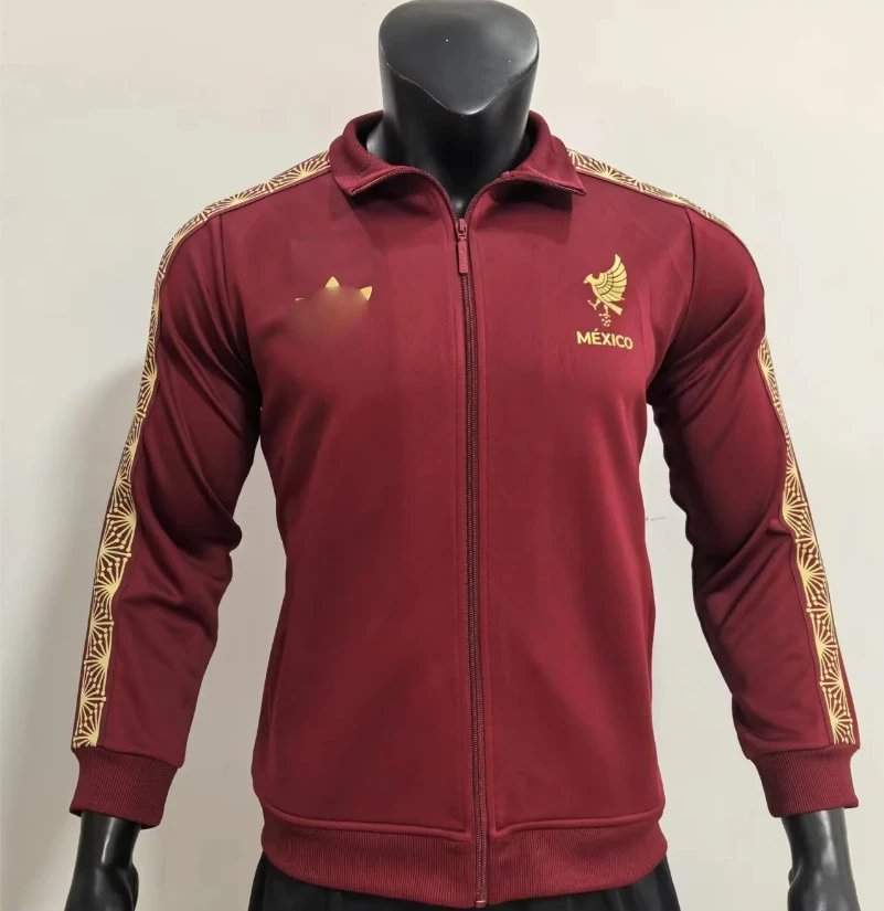 Design Mexico National Team Track Jacket Burgundy Gold Outerwear - 14