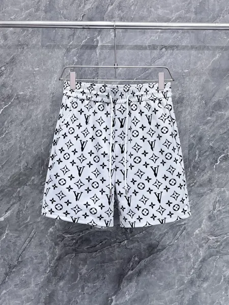 Louis Vuitton Monogram Print White Drawstring Shorts - 1